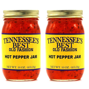 Tennessee’s Best Hot Pepper Jam -Two Pack- Handcrafted with Simple Ingredients - Sugar and Hot Peppers - All Natural, Small Batch-Made - Two 16 oz Jars (454 g)