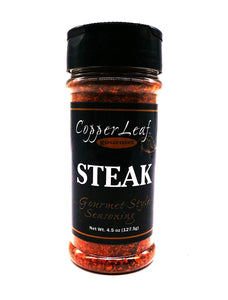 CopperLeaf Gourmet Steak Flavored Gourmet Style Seasoning | Handcrafted with Salt, Garlic, Onion, Sugar and Other Spices | All Natural and Fresh Ingredients - 4.5 oz Bottle (127.5 g)