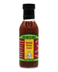 Ala Carte Alice Pepper Peach Sauce - Handcrafted with Real Peaches & Spice of Chipotle & Jalapeno Peppers - Delicious Sweet & Spicy Marinade Basting Sauce Pairs with Ribs Chicken or Pork - 11.5 oz